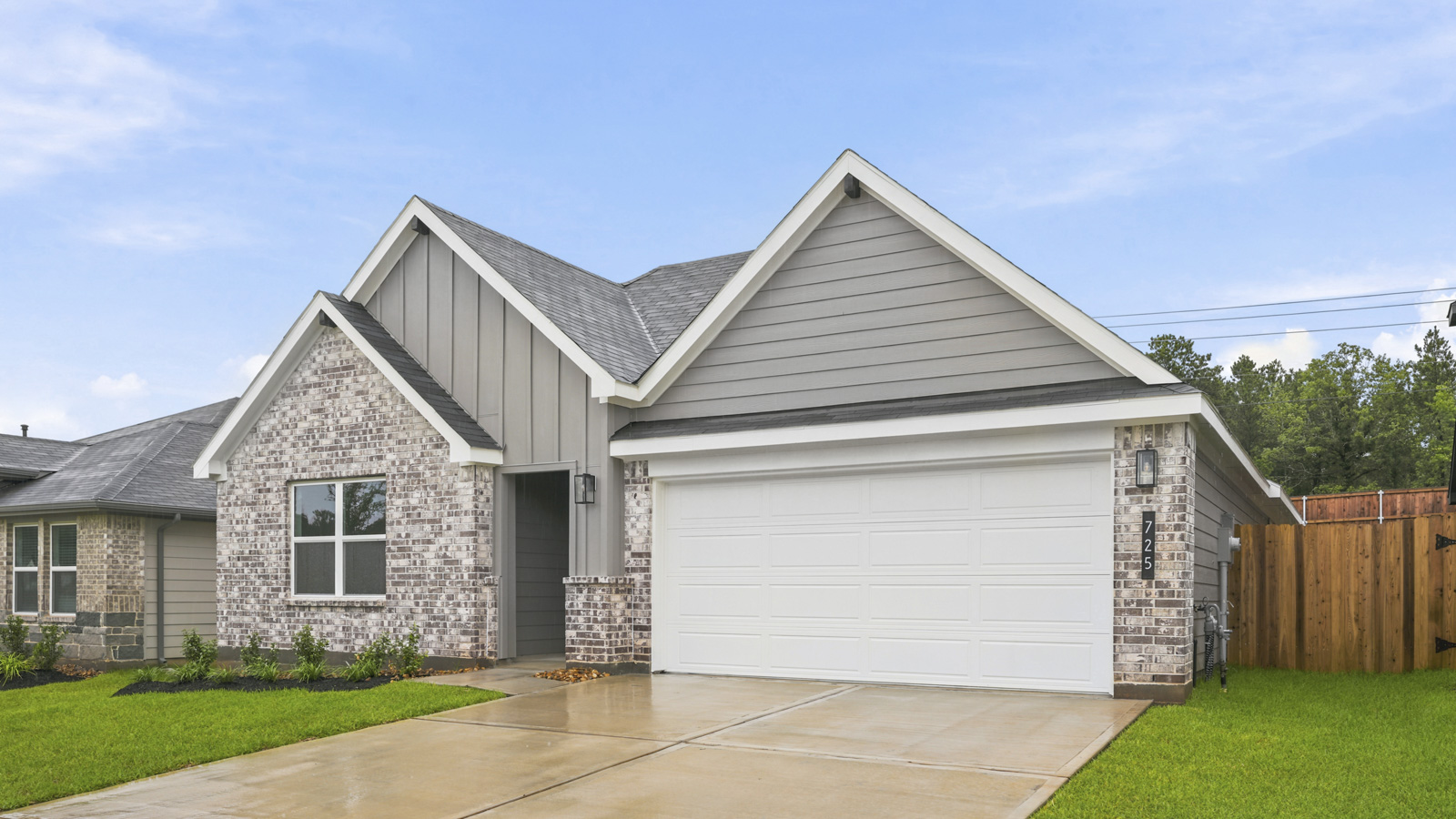 One story home with three car garage
