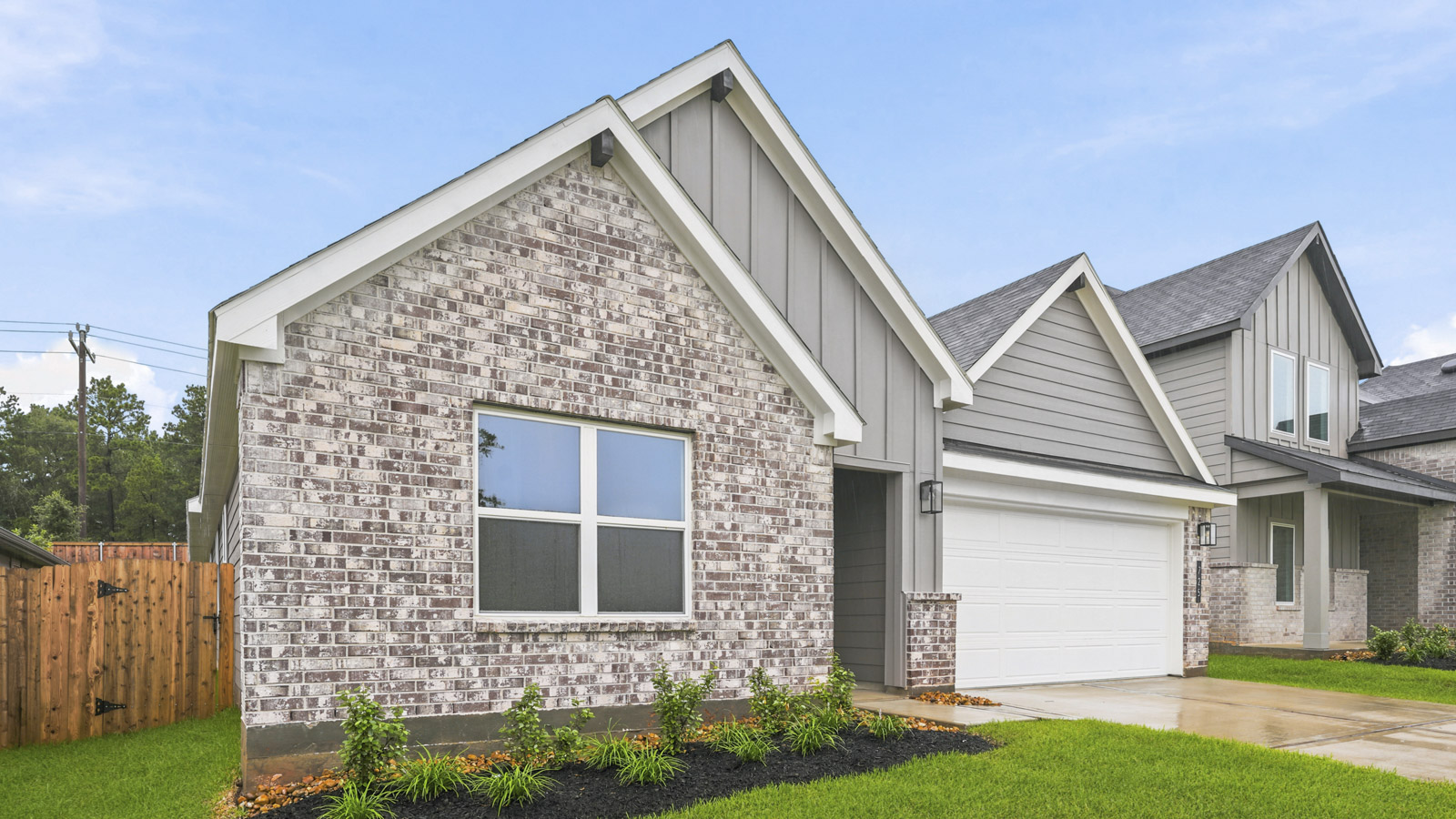 One story home with three car garage