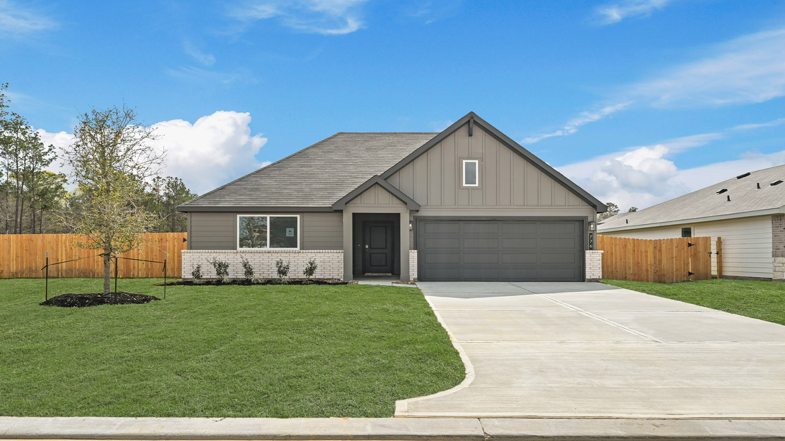 One story home with two car garage