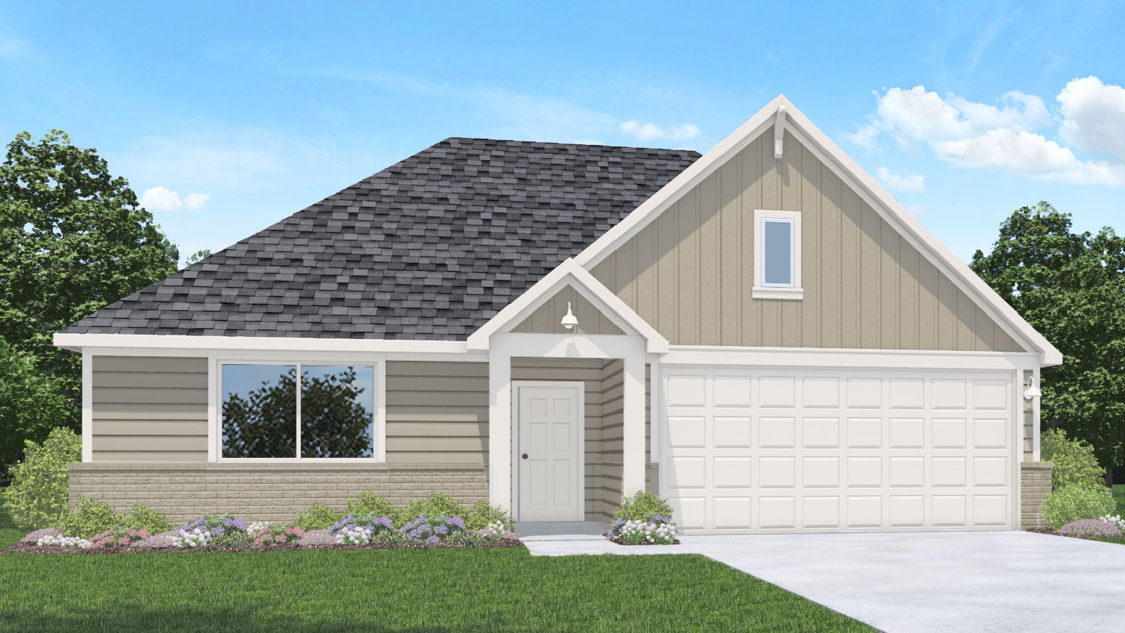 One story home with two car garage