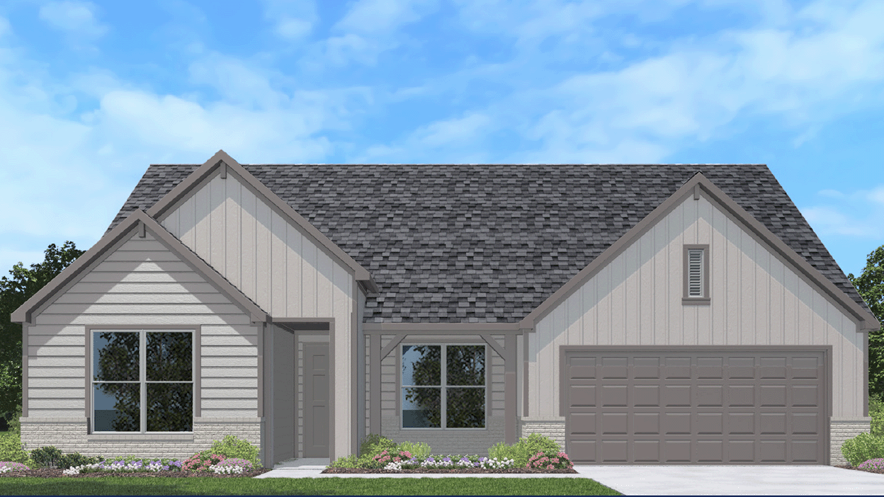 One story home with three car garage