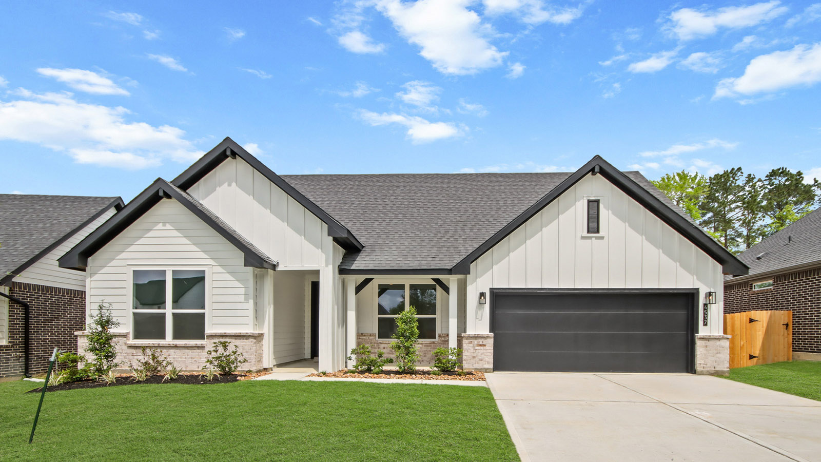 One story home with three car garage