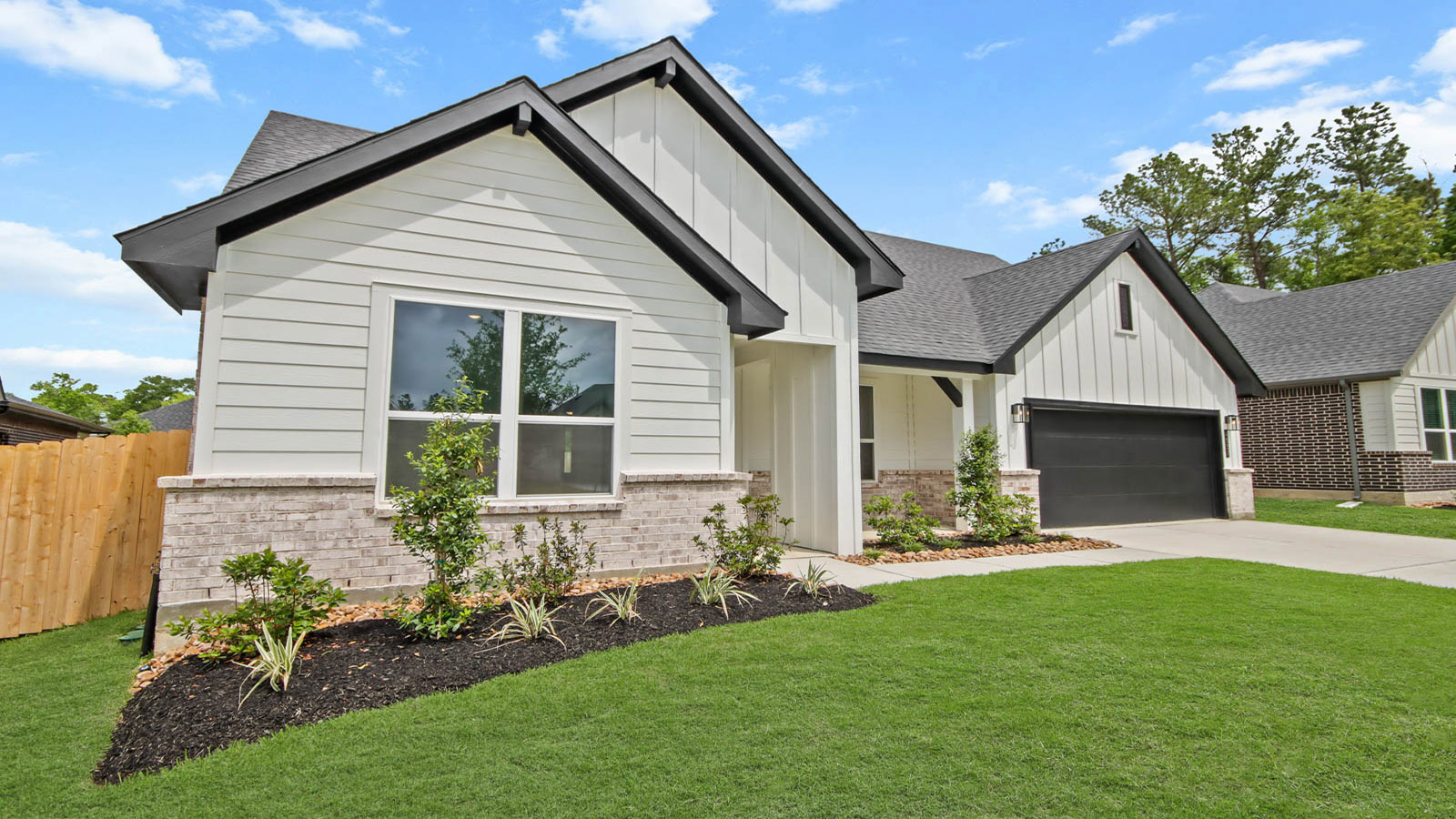 One story home with three car garage