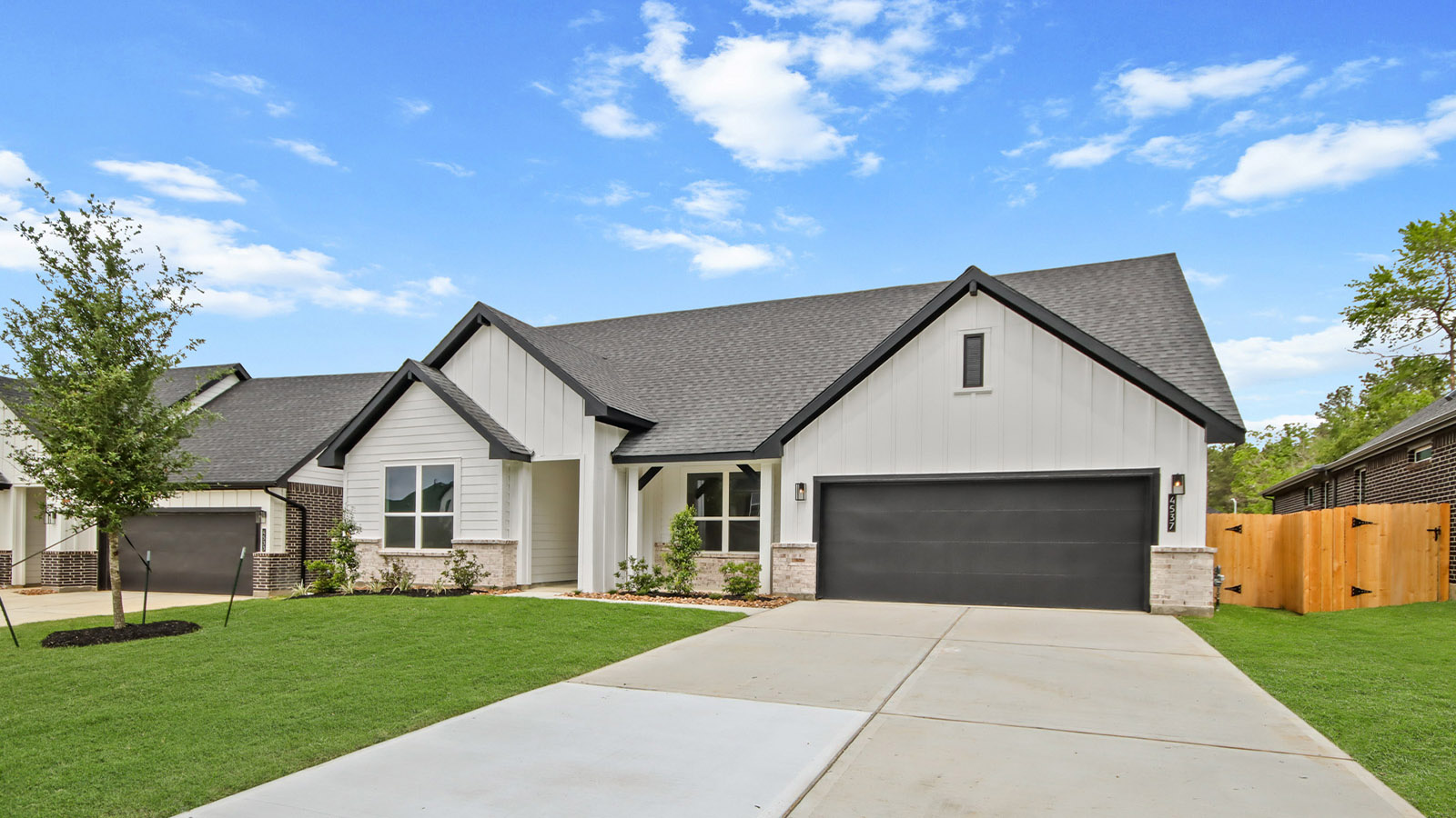 One story home with three car garage