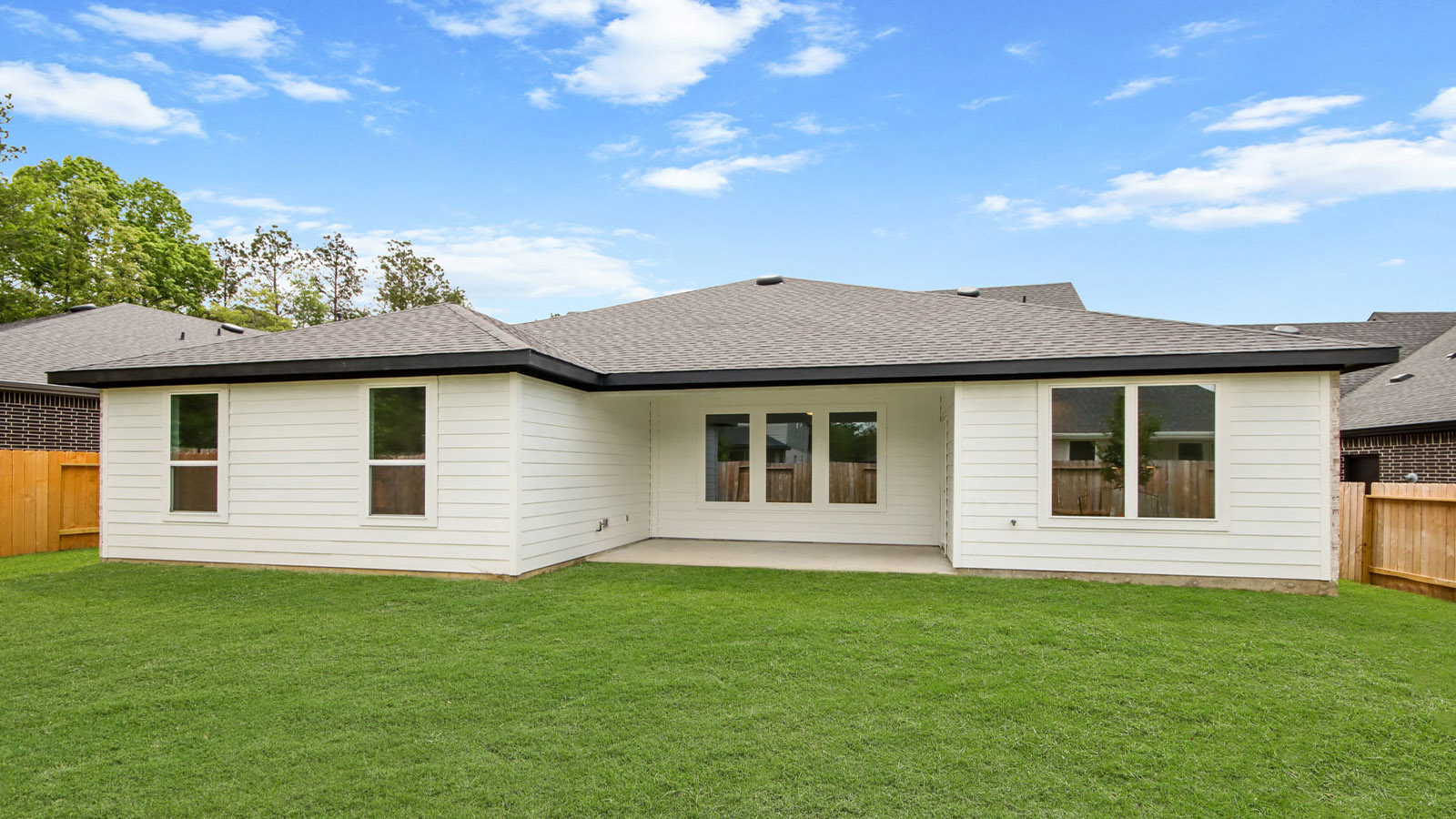 One story home with three car garage