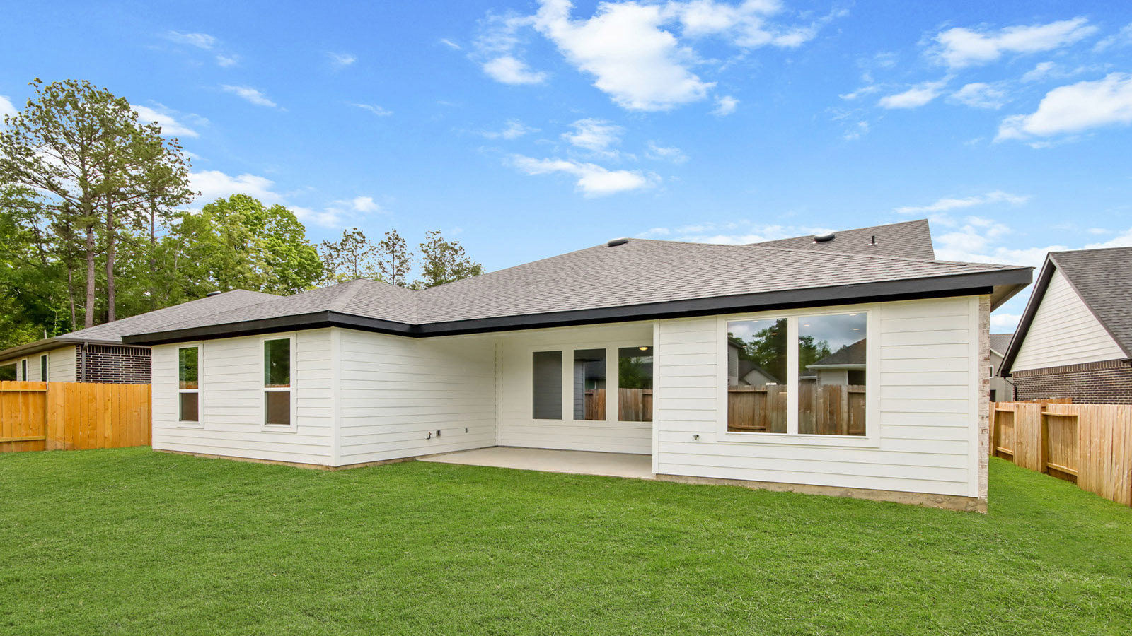 One story home with three car garage