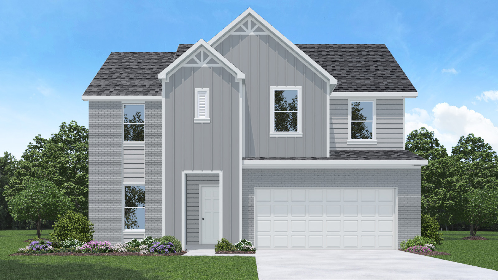 Two story home with two car garage