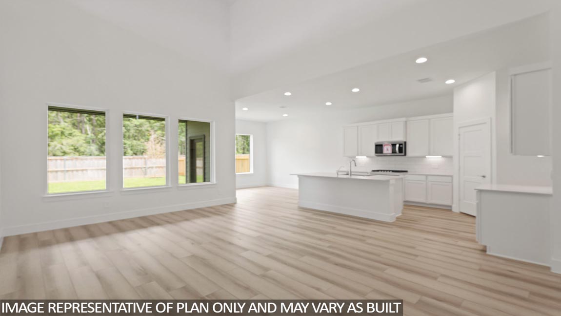 Open concept living, dining, and kitchen area