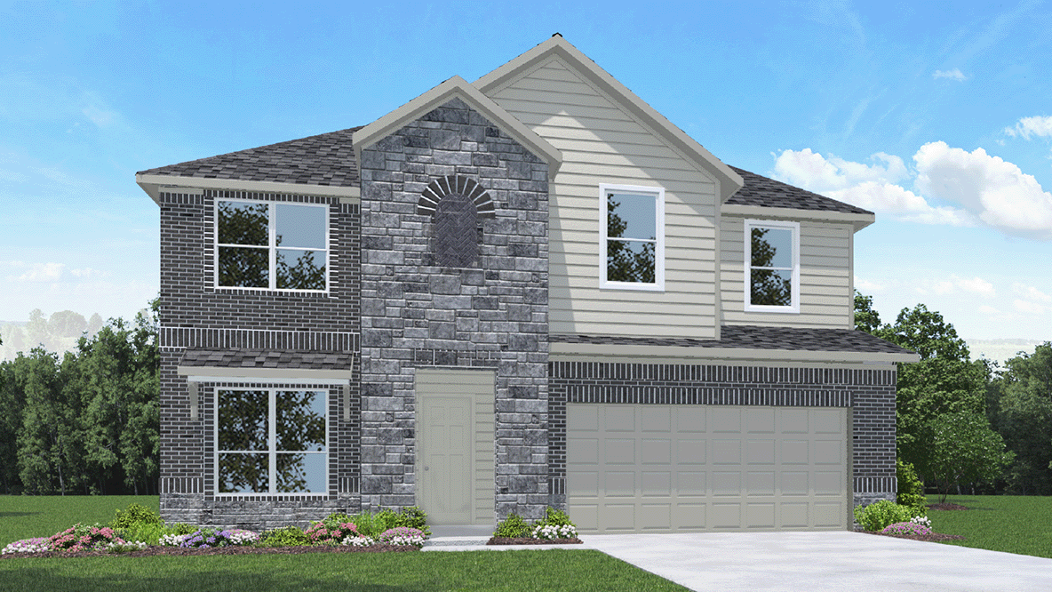 Two story home with three car garage