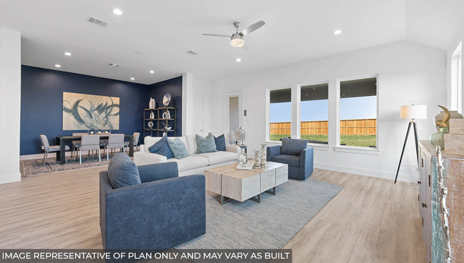 Open concept living, dining, and kitchen area