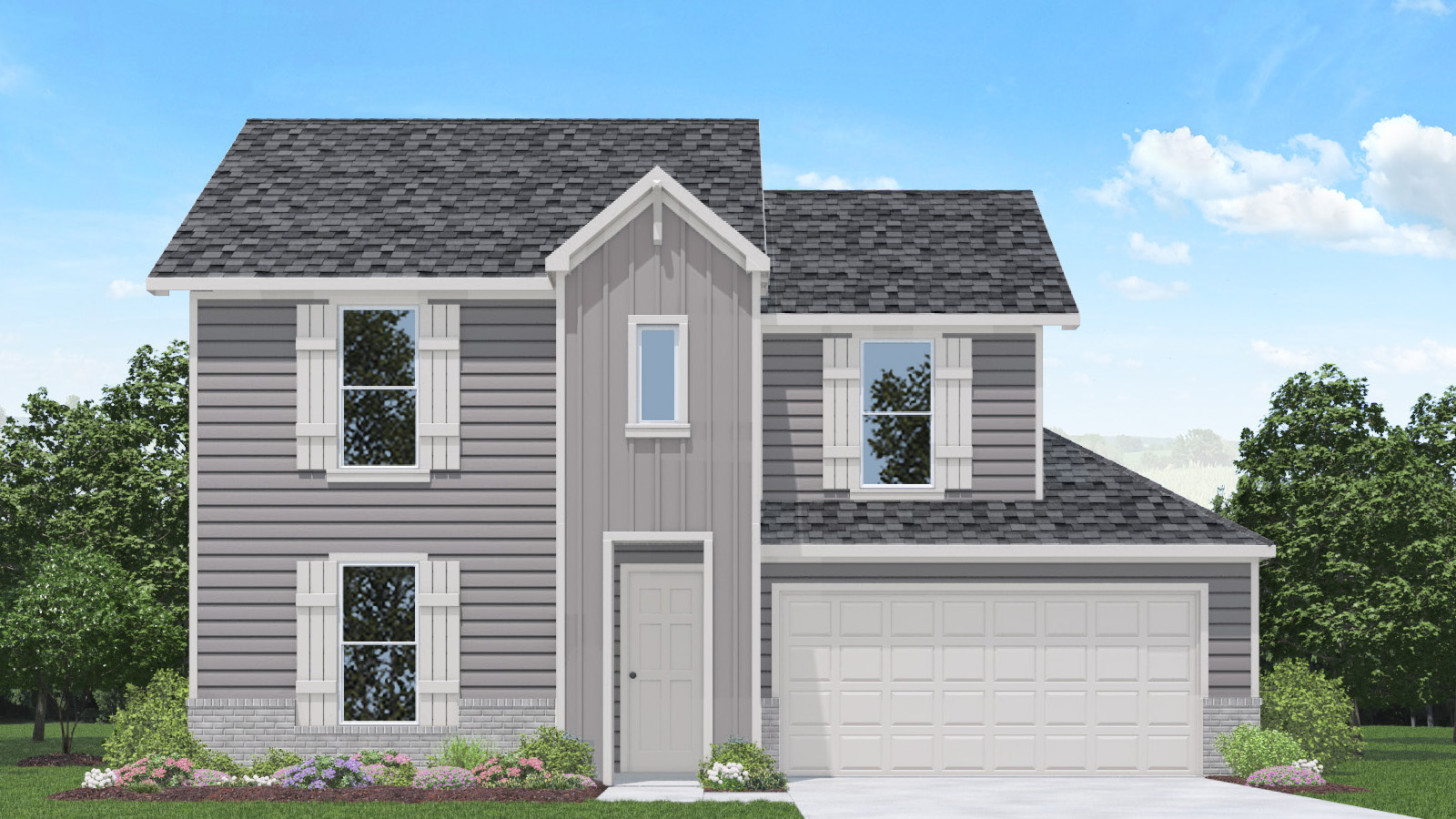 Two story home with two car garage