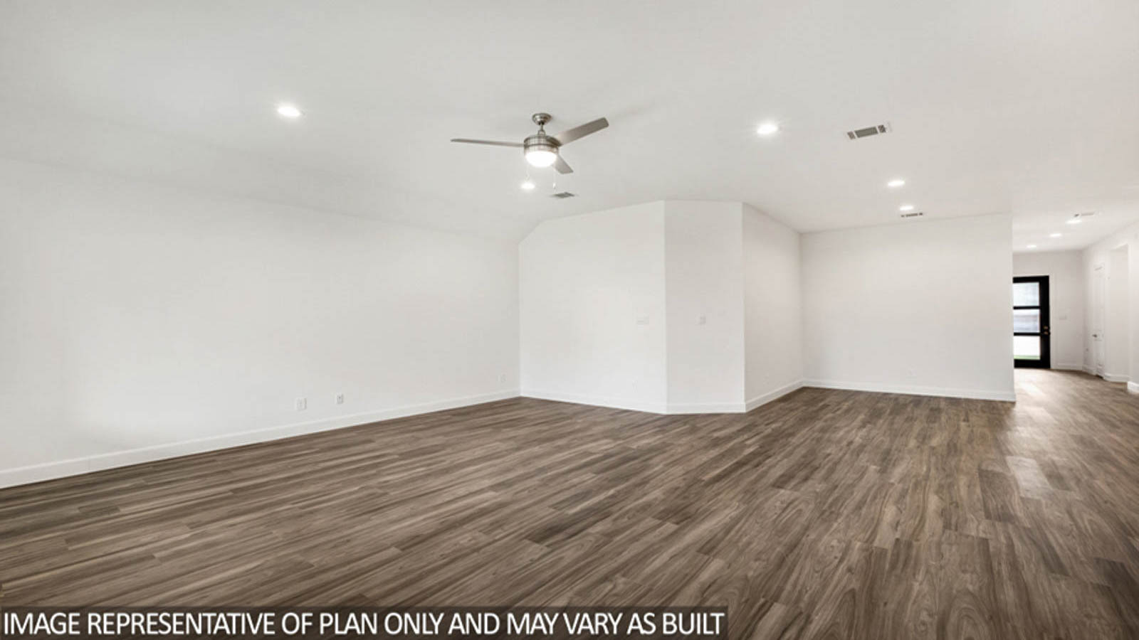 Open concept living, dining, and kitchen area