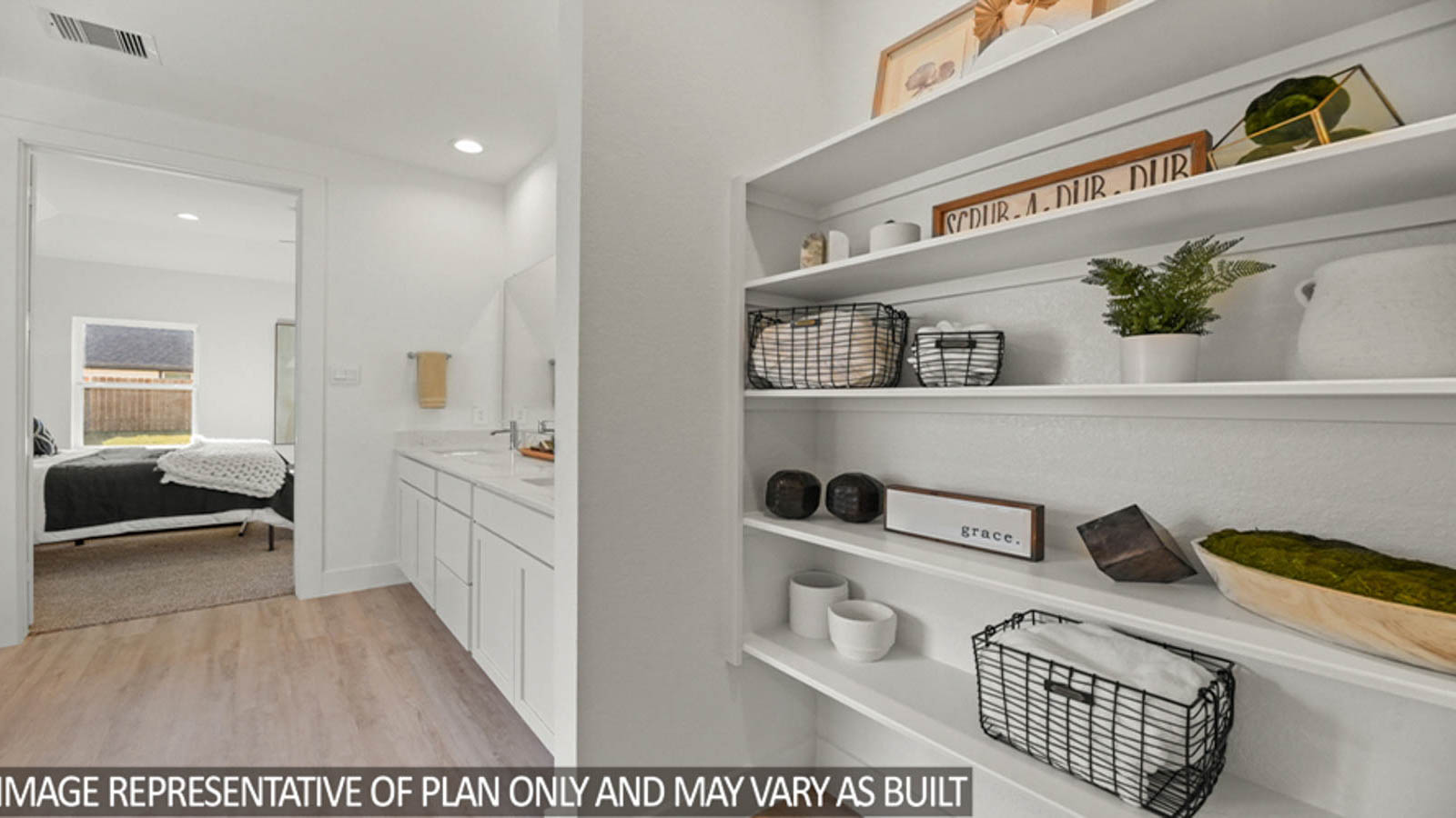 Primary bathroom with a linen nook.