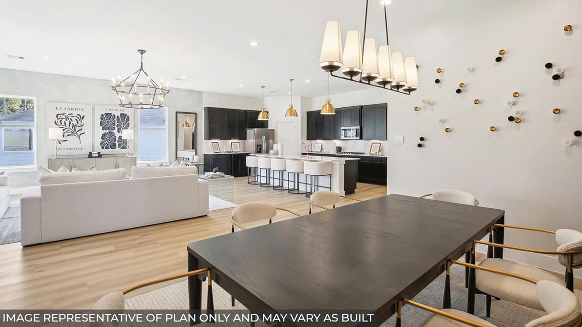 Open concept living, dining, and kitchen area