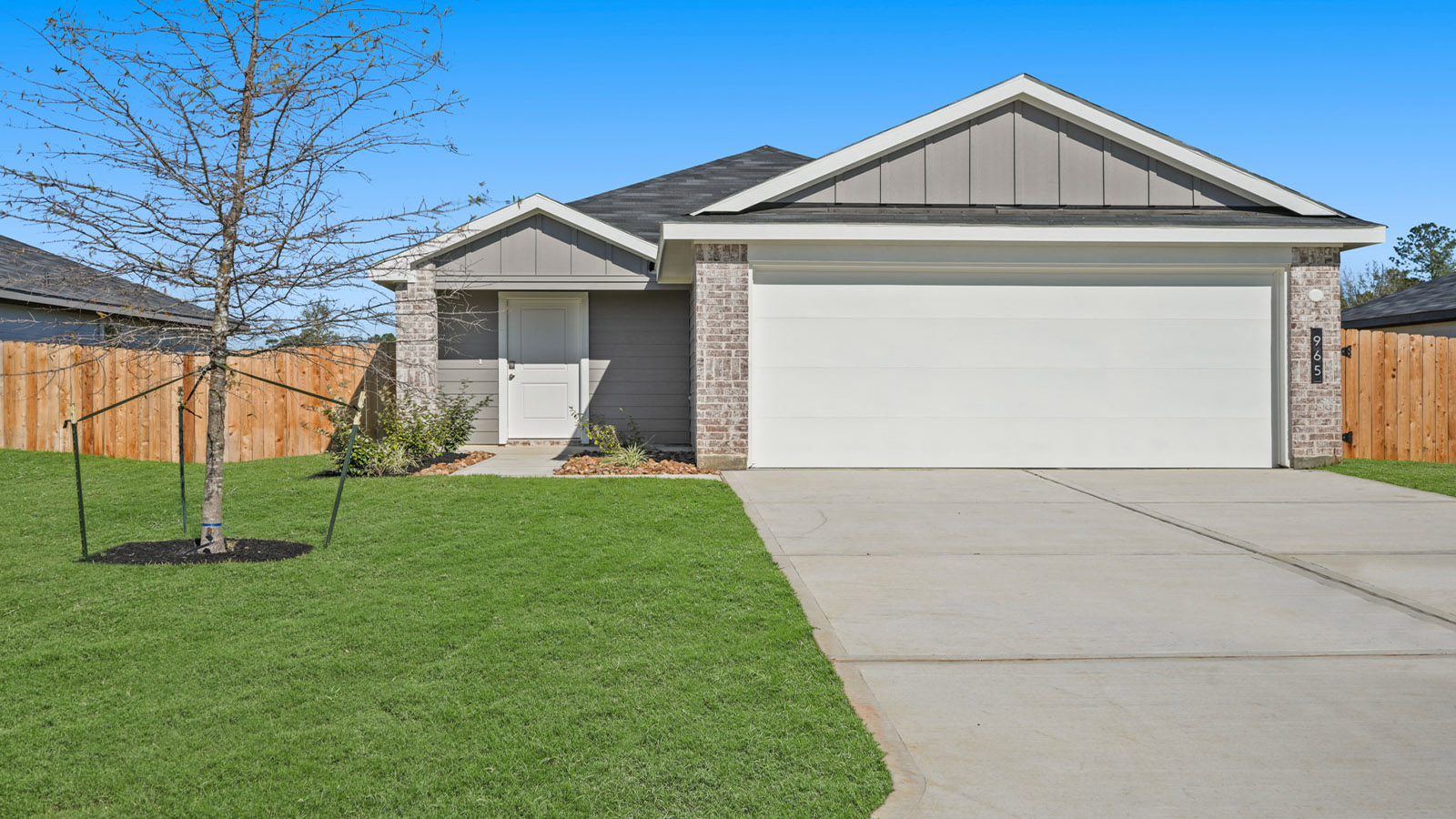 One story home with two car garage