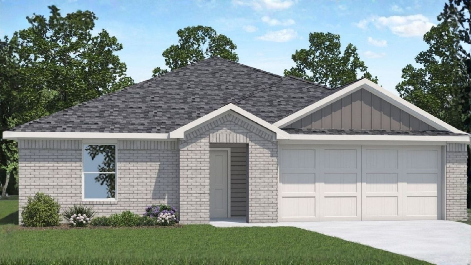 One story home with two car garage