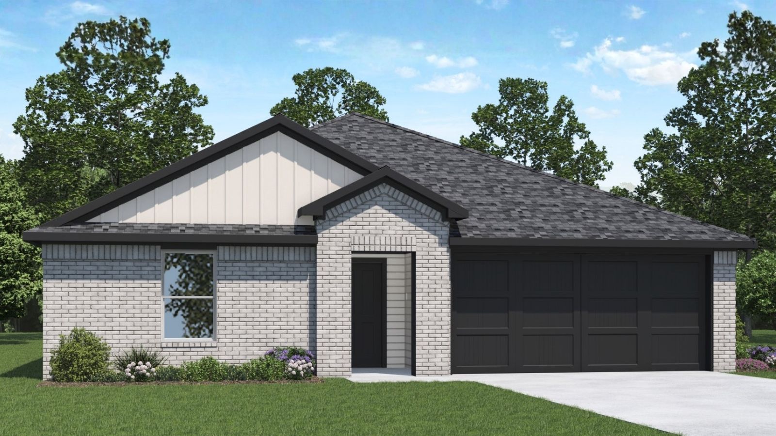 One story home with two car garage