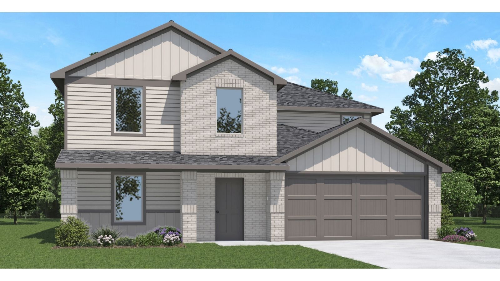 Two story home with two car garage