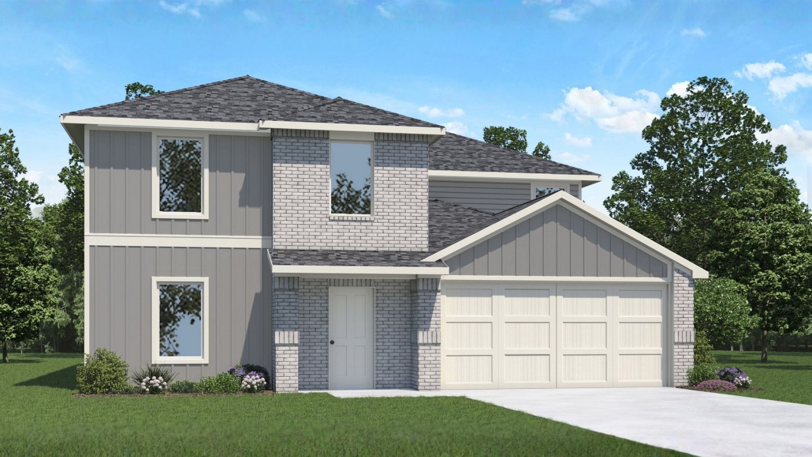 Two story home with two car garage