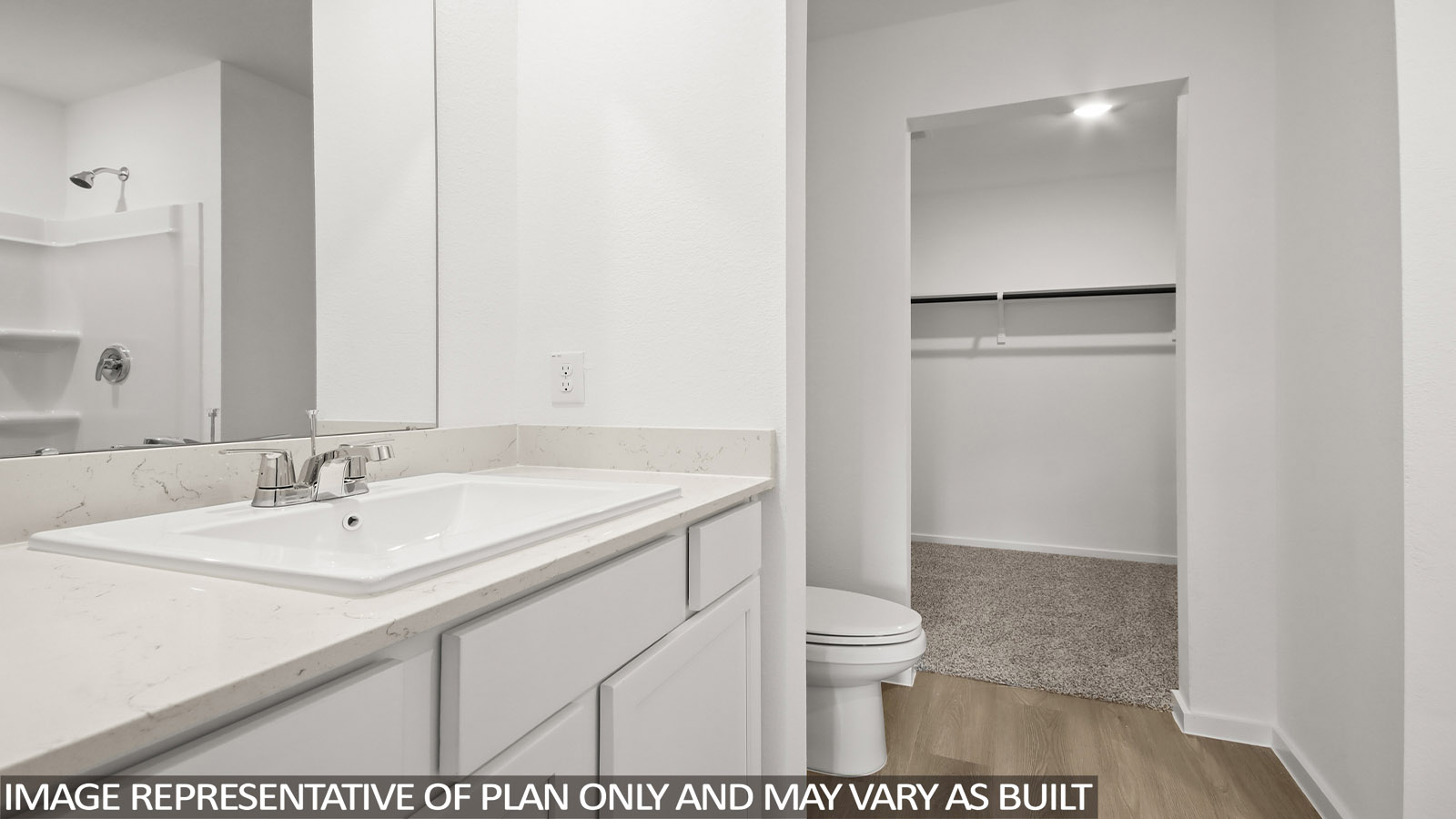 Primary bathroom with single sink