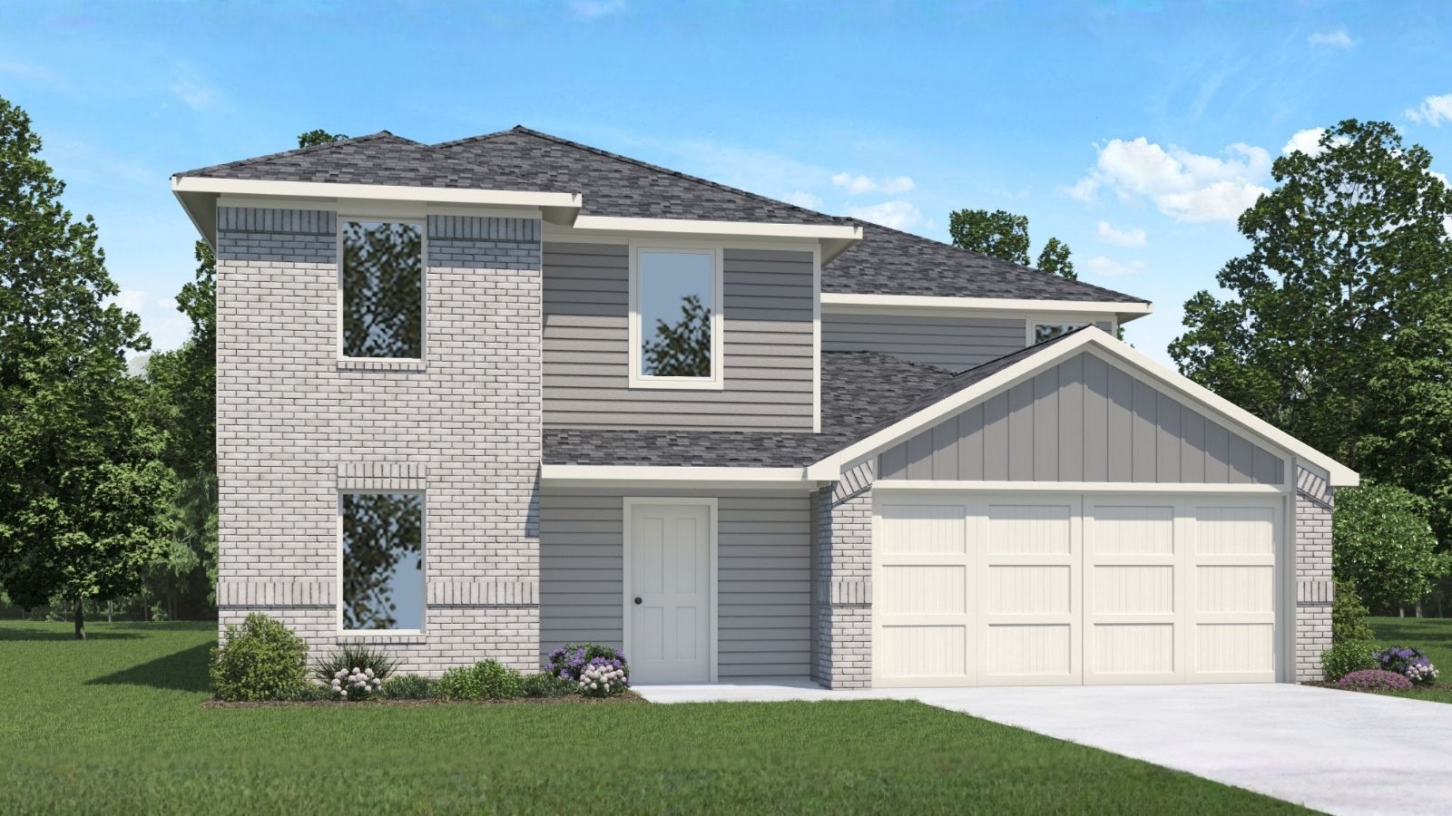 Two story home with two car garage