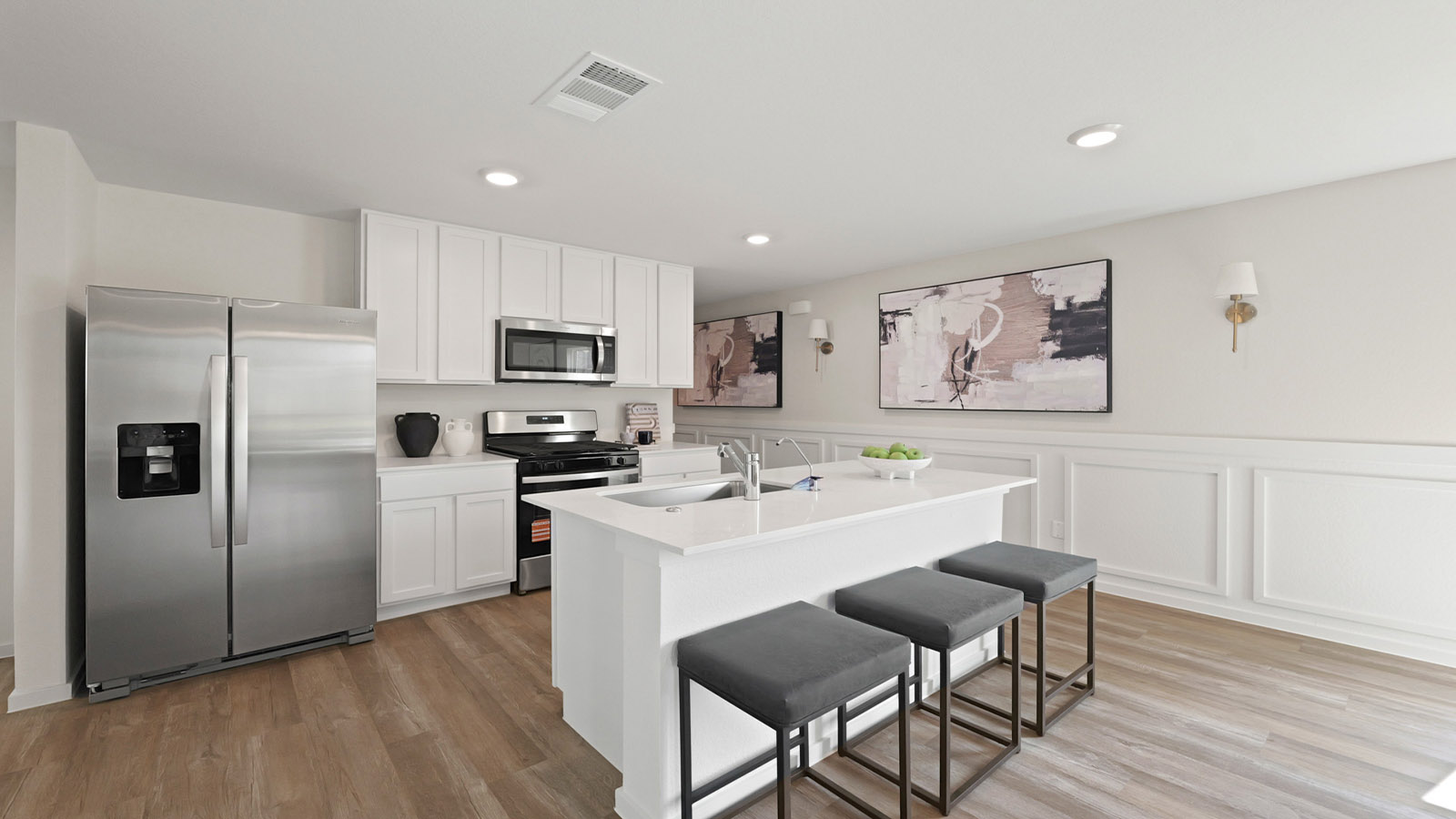 Open concept living, dining, and kitchen area