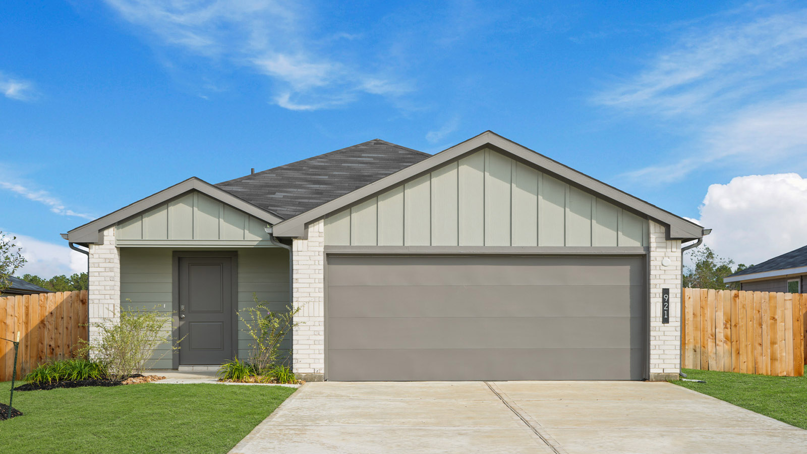 One story home with two car garage