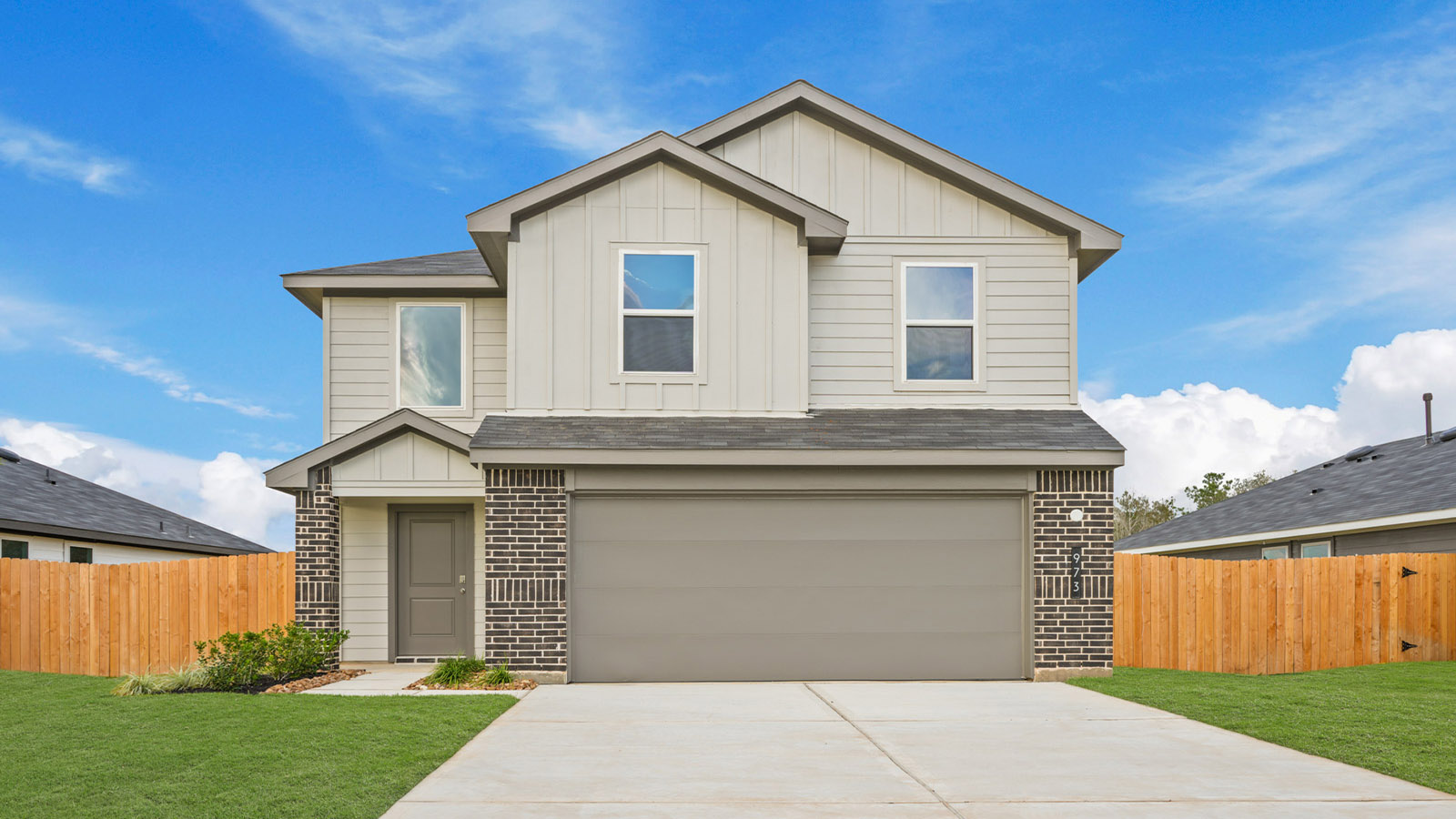 Two story home with two car garage