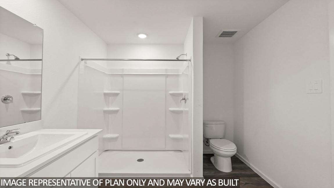 Primary bathroom with single sink