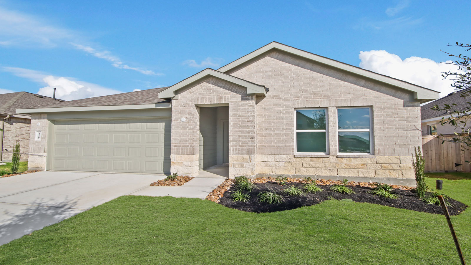One story home with two car garage