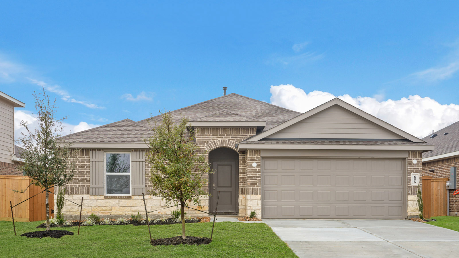 One story home with two car garage