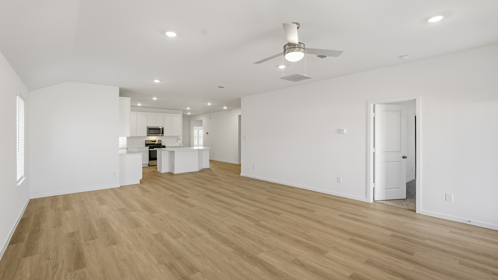 open concept living and dining