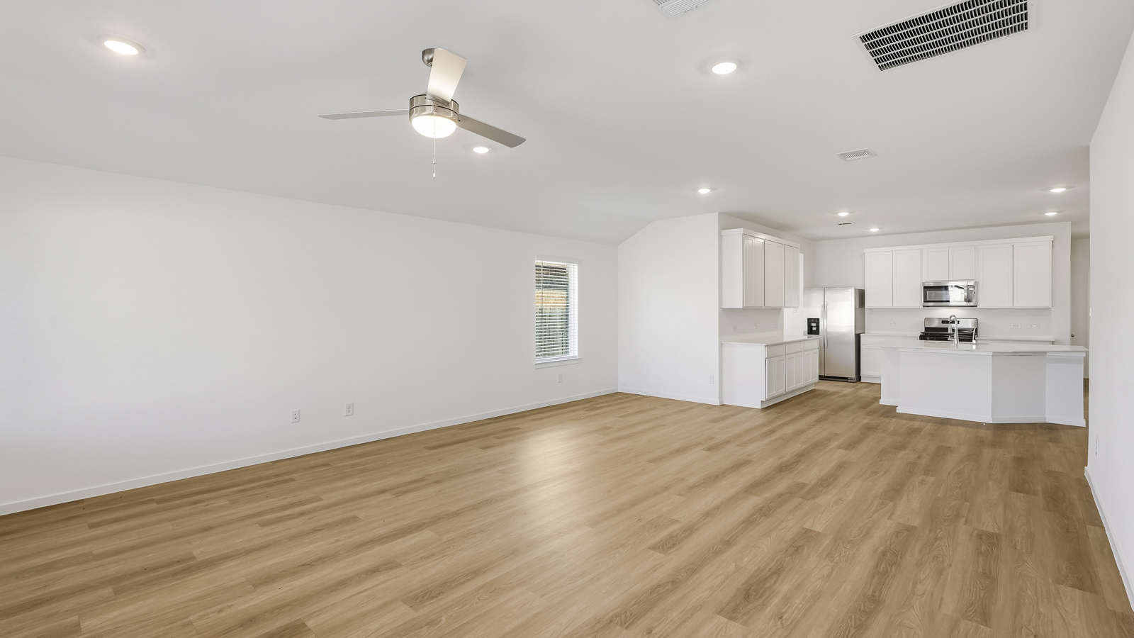 open concept living and dining