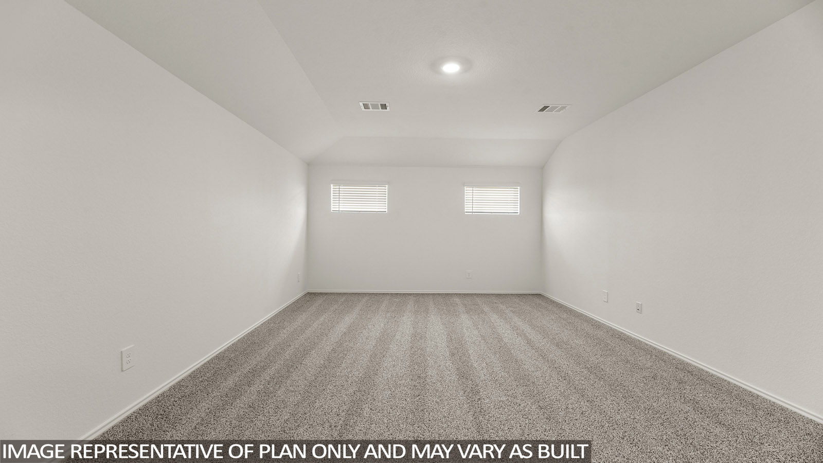 Second story game room with carpet flooring