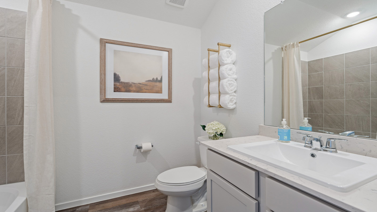 Secondary bathroom with single sink