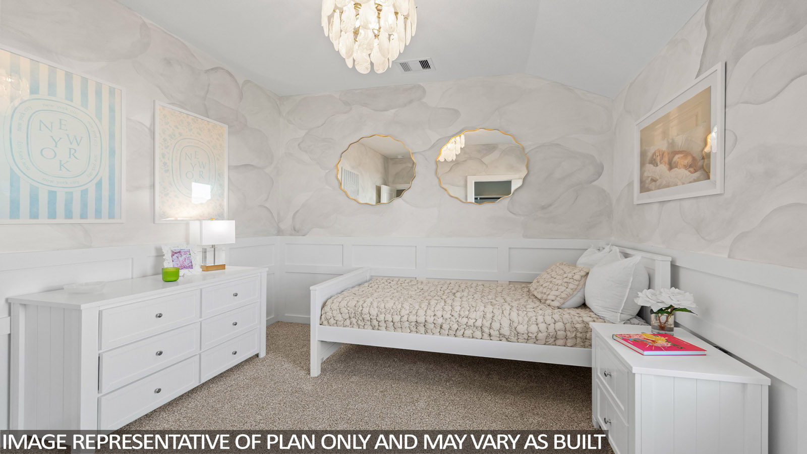 Secondary bedroom with carpet flooring