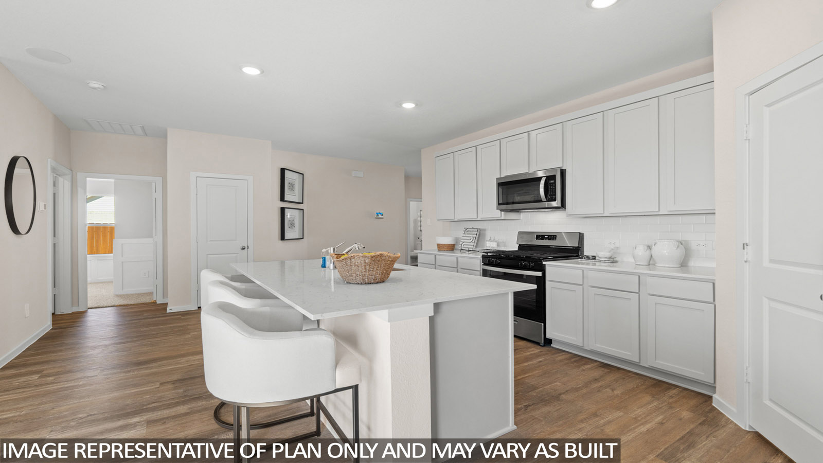 Open concept living, dining, and kitchen area