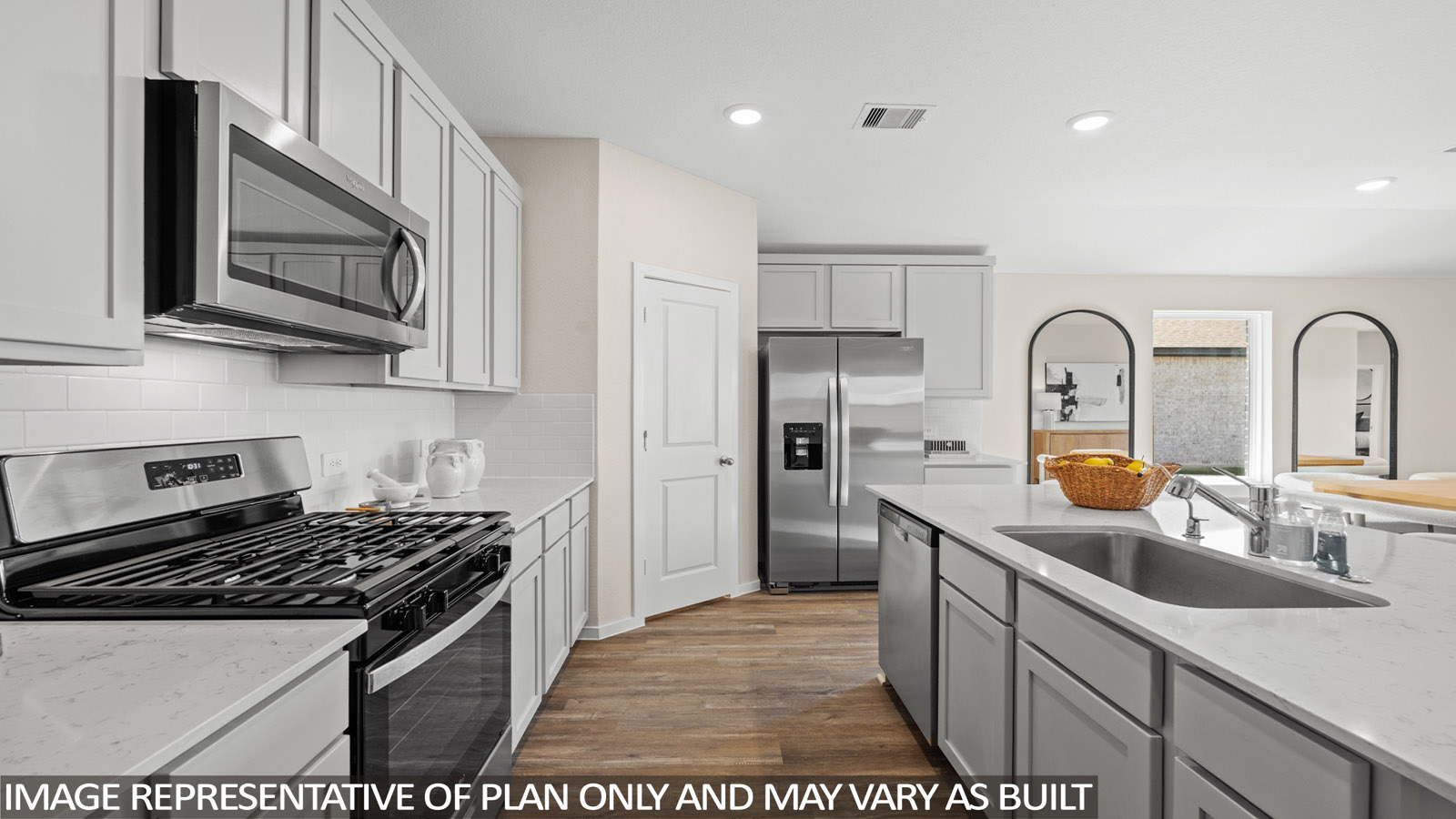 Open concept living, dining, and kitchen area