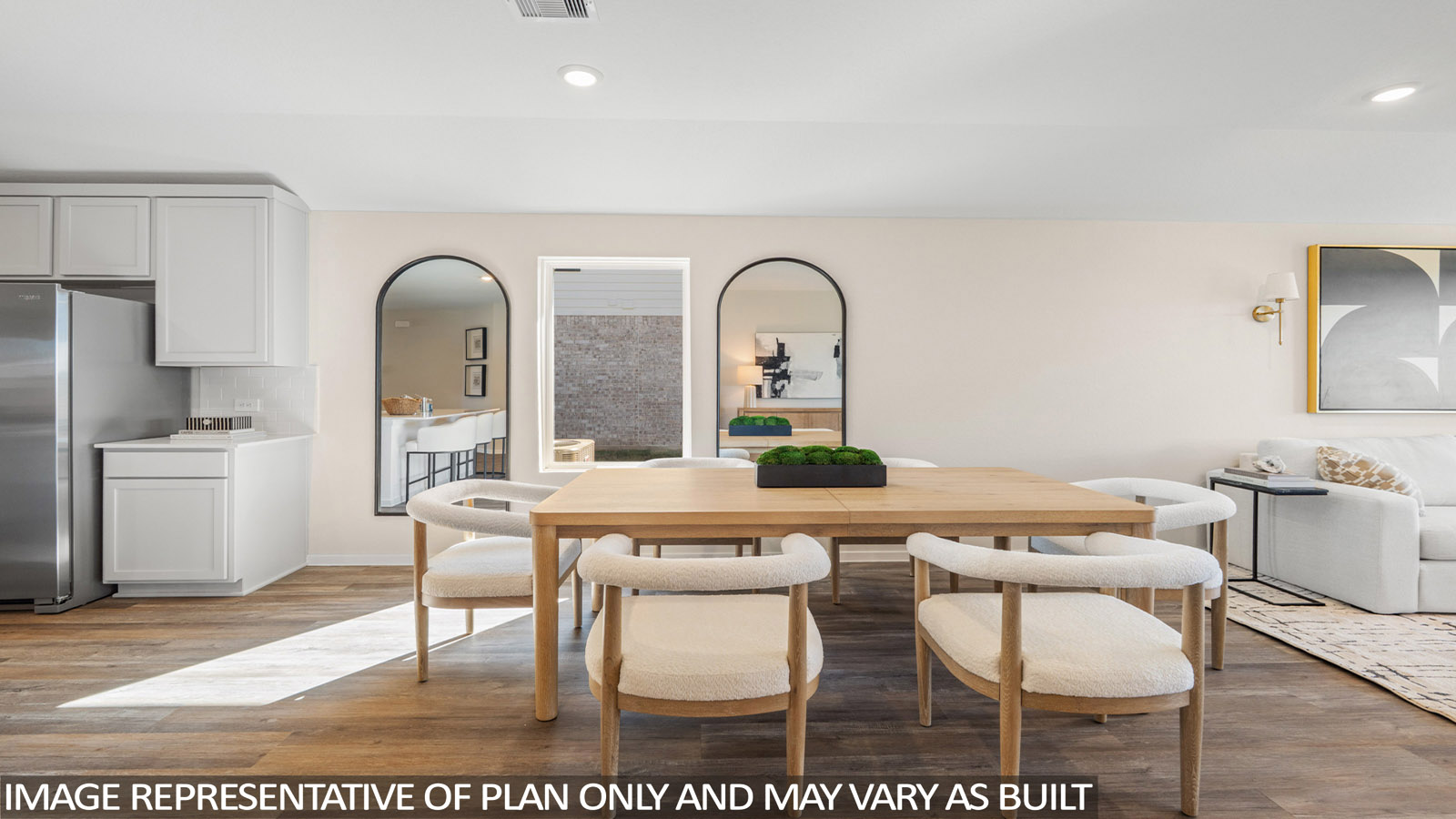 Open concept living, dining, and kitchen area