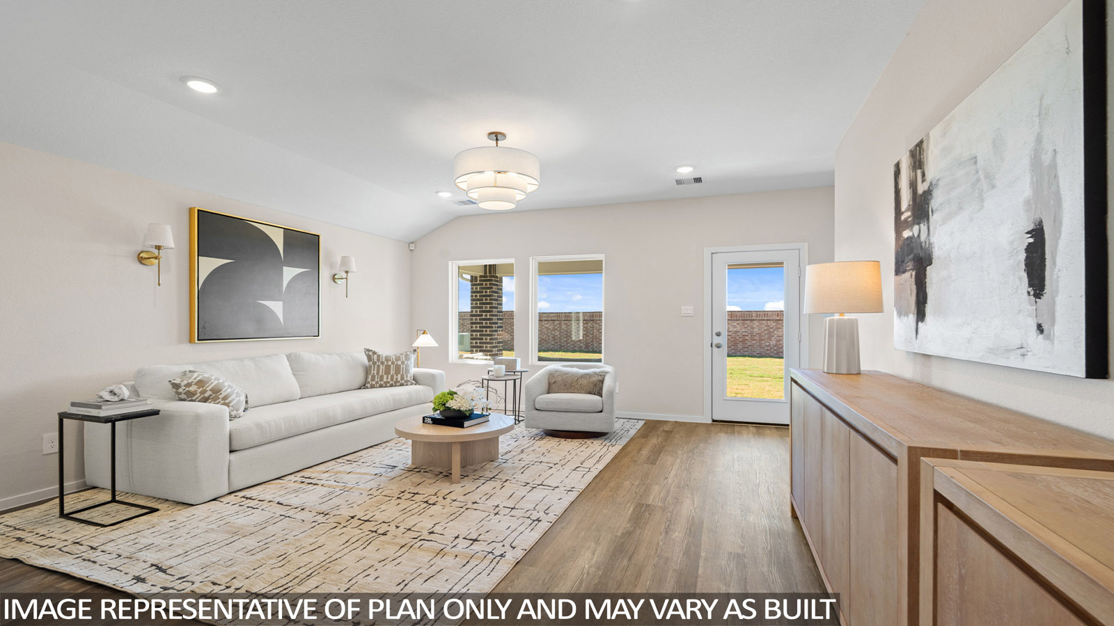 Open concept living, dining, and kitchen area