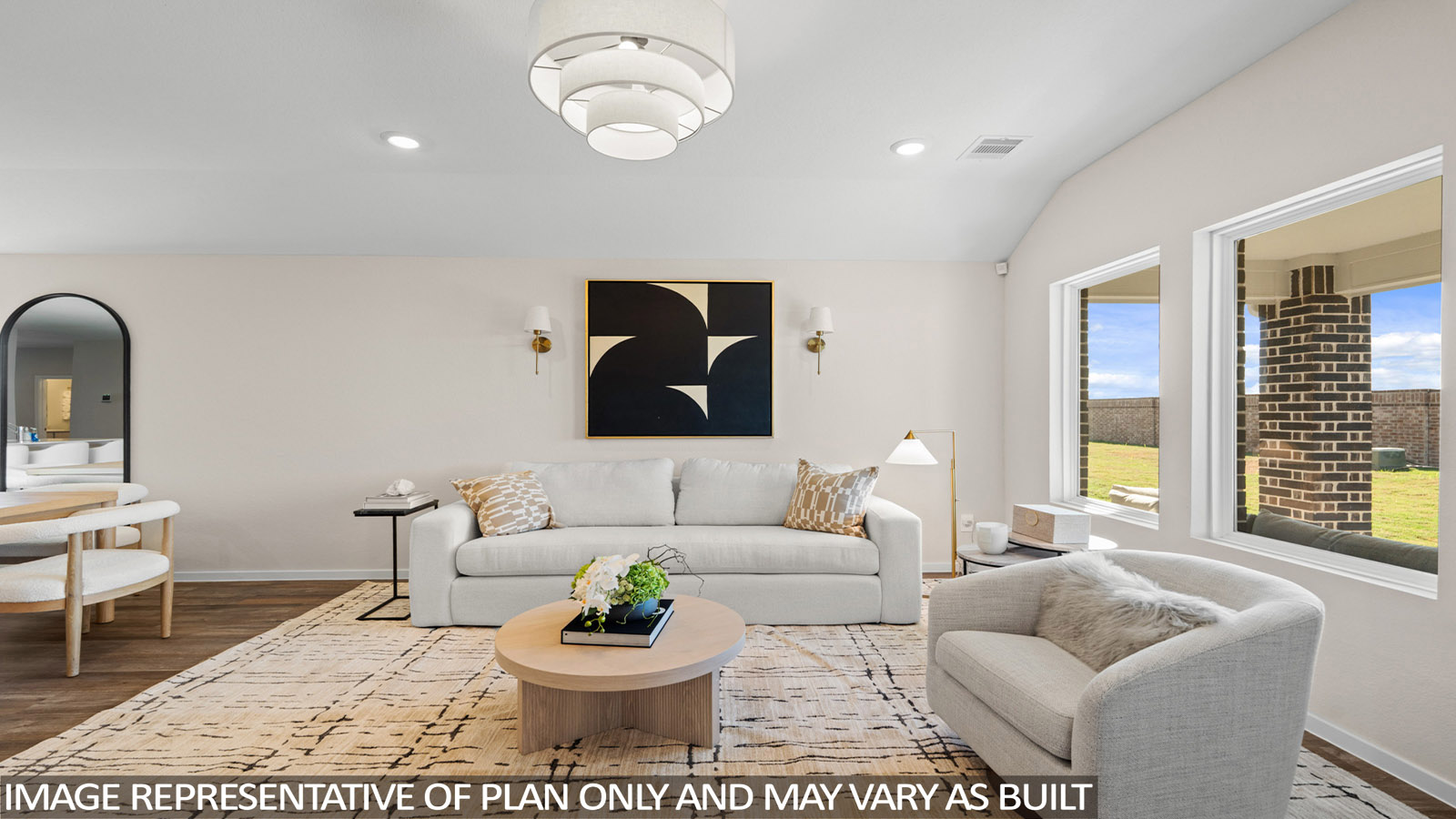 Open concept living, dining, and kitchen area