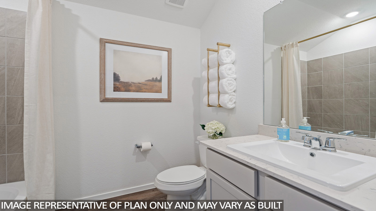 Secondary bathroom with single sink
