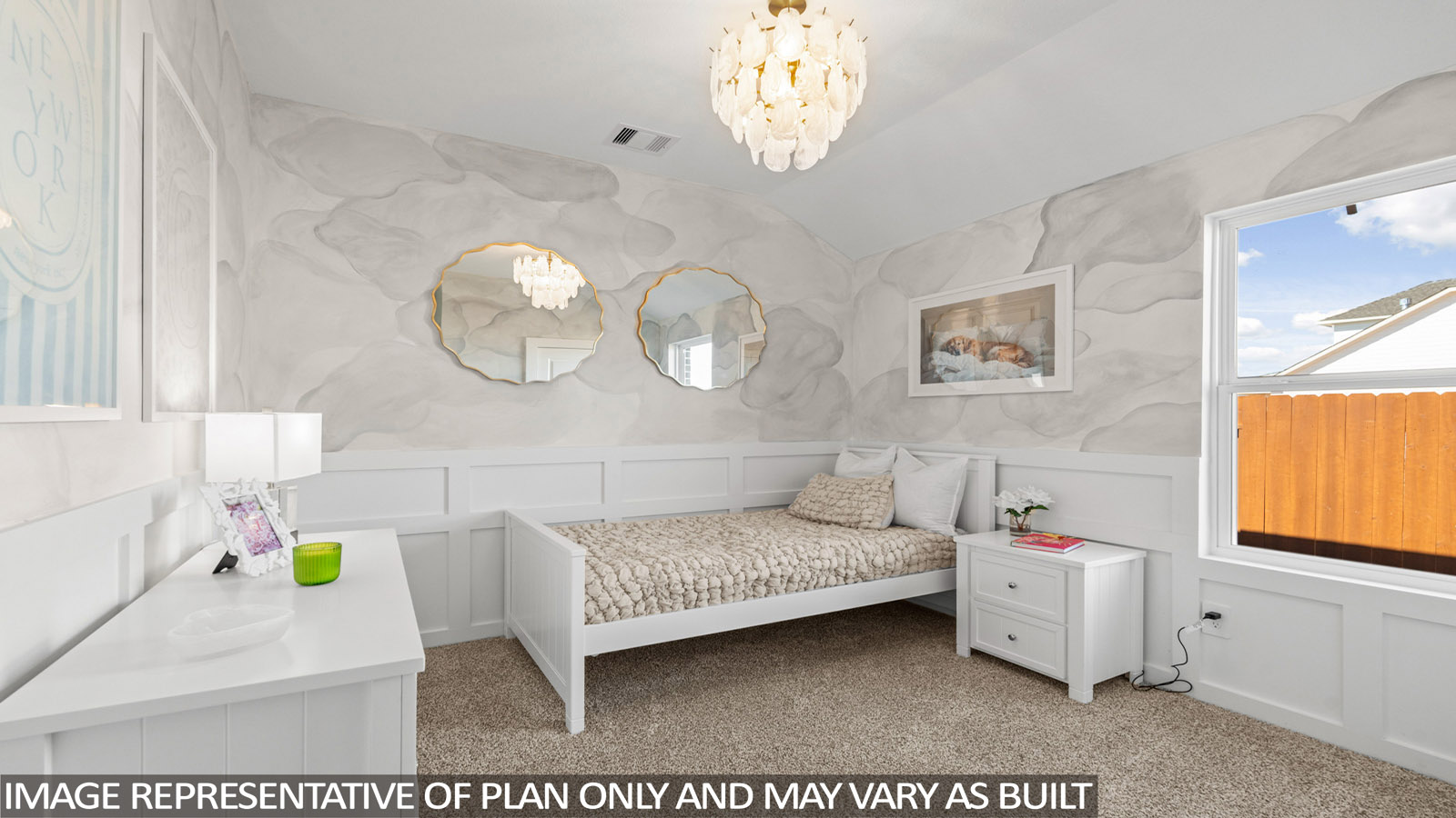 Secondary bedroom with carpet flooring