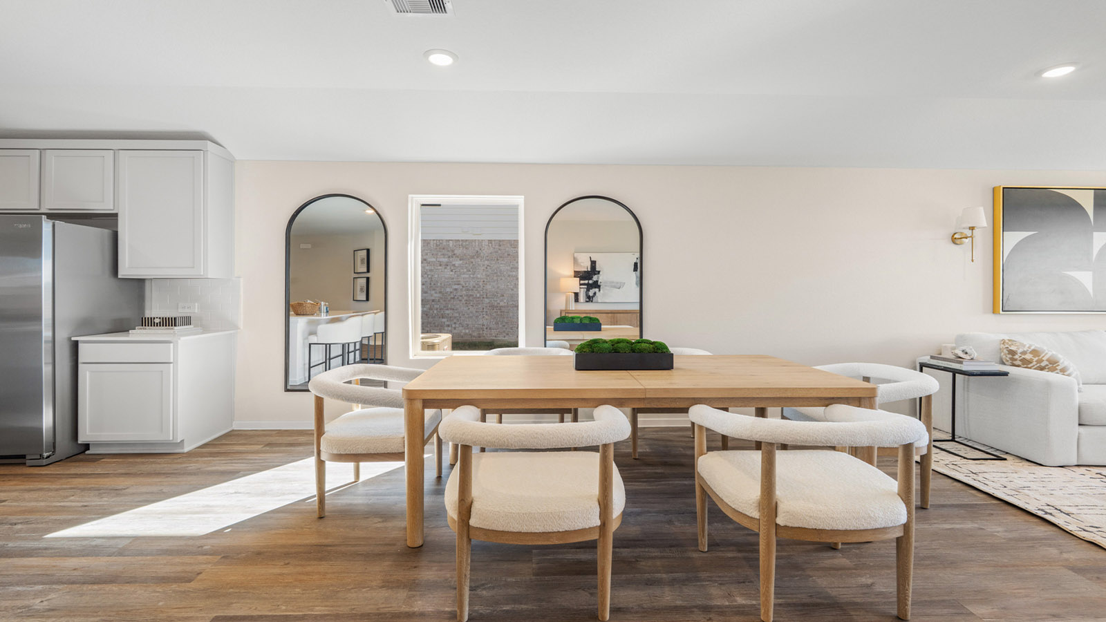Open concept living, dining, and kitchen area