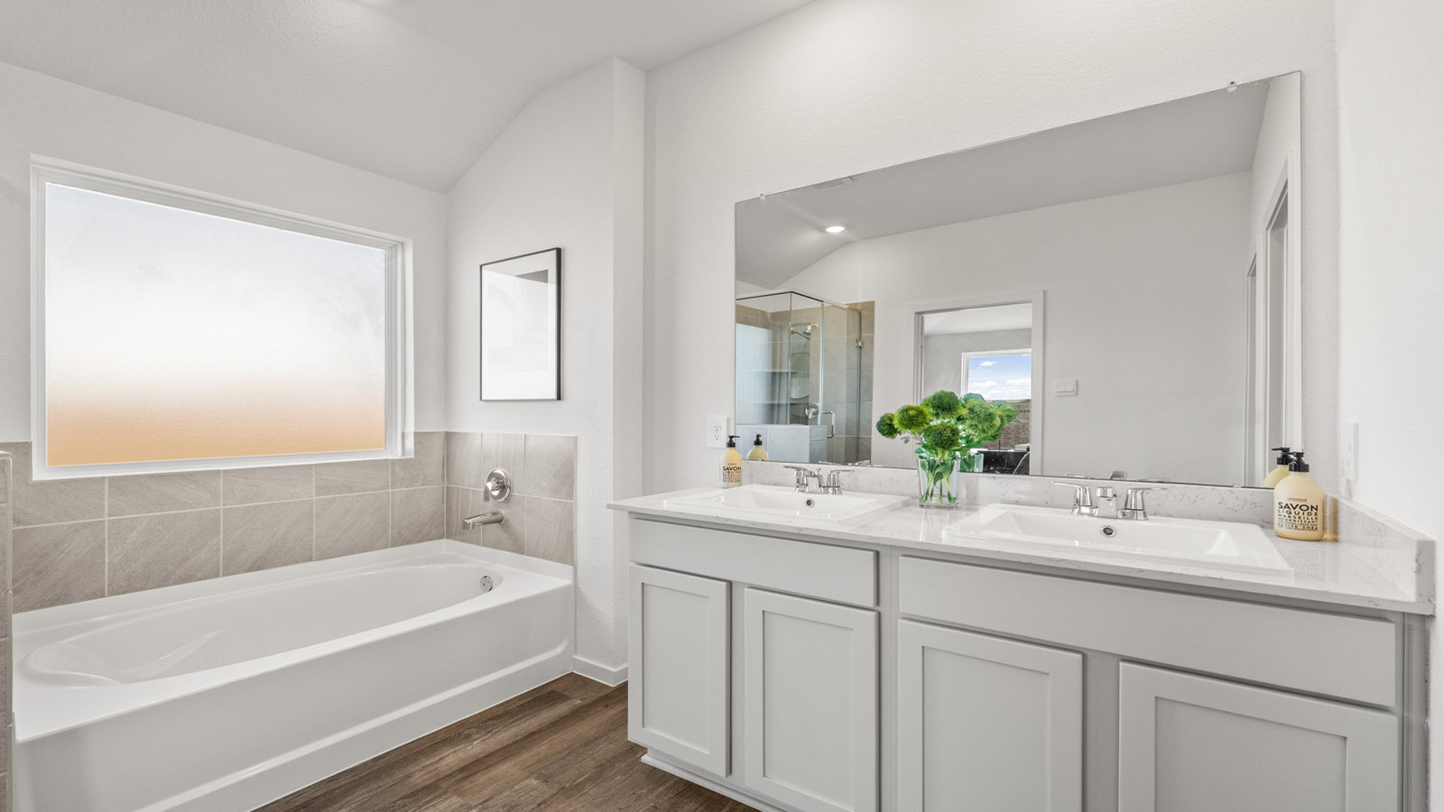 Primary bathroom with double sinks