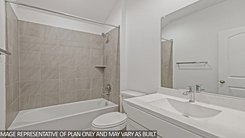 Perfect size secondary bathroom with tub shower.
