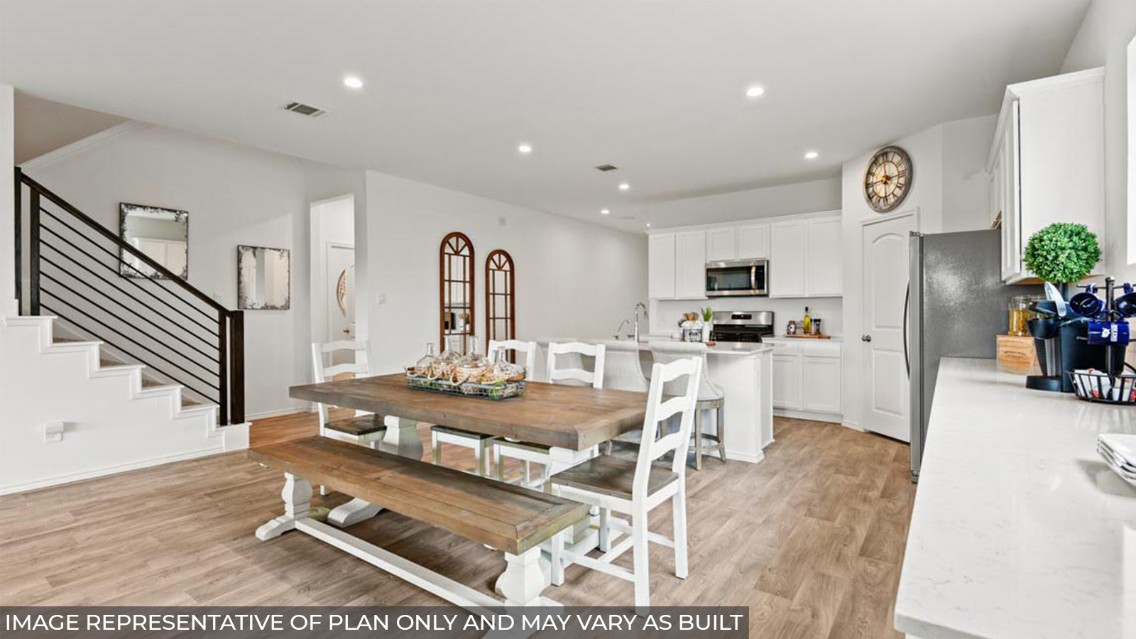 Open concept living, dining, and kitchen area