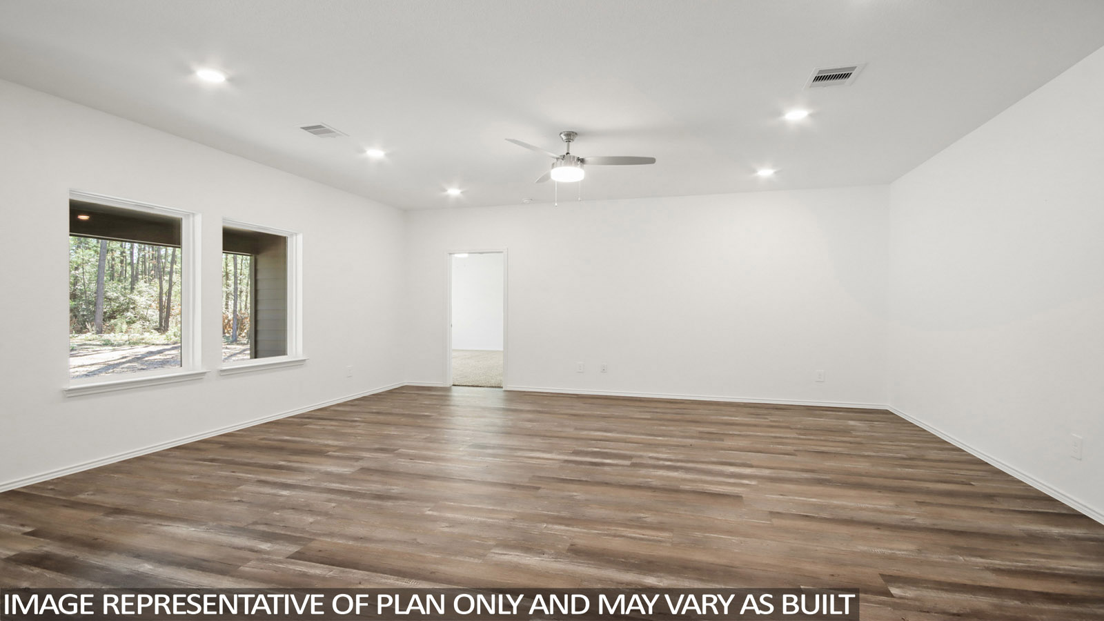 Open concept living, dining, and kitchen area