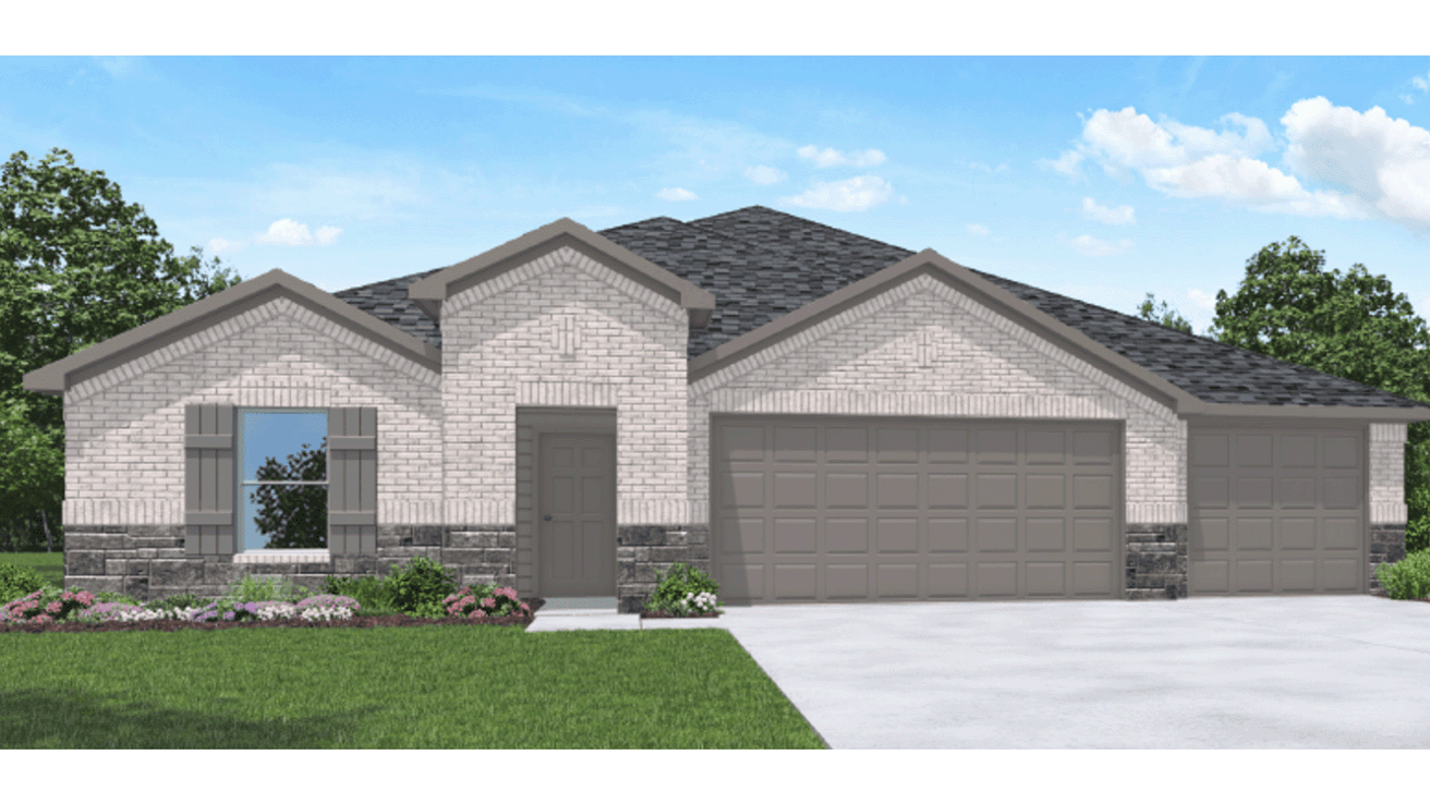 One story home with three car garage