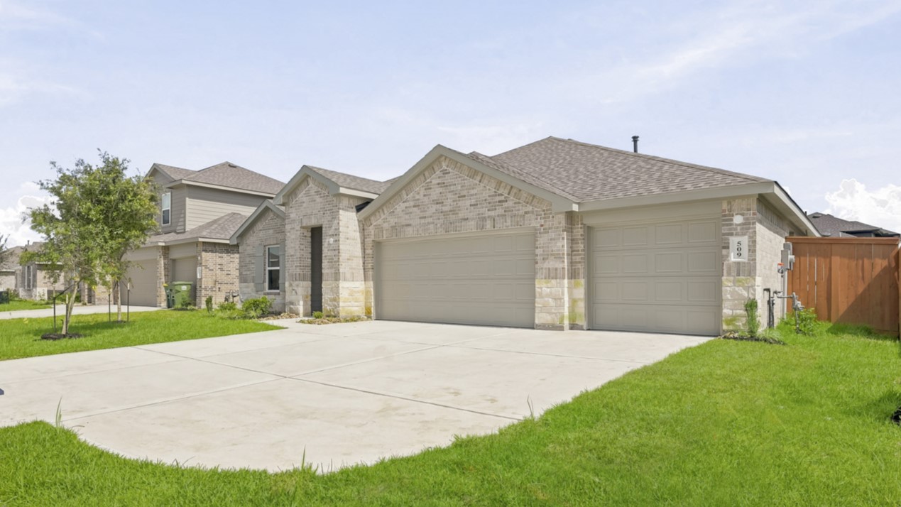 One story home with three car garage